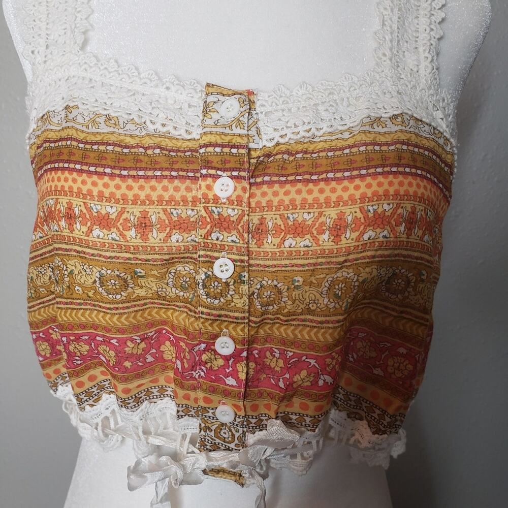 Millau Orange star crochet crop festival boho tank top size small - Picture 3 of 13